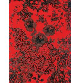 #C/436 Decopatch Red Black Floral China 3 sheets of 1 design Decoupage paper 11 3/4 x 15 3/4 3