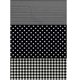#C/485 Decopatch Black Dots / Checks 3 sheets of 1 design Decoupage paper 11 3/4 x 15 3/4 3