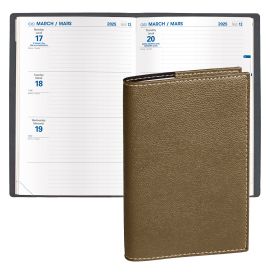 Quo Vadis 2025 Hebdo - Weekly/Monthly Planner - 12 Months, Jan. to Dec. - 6 1/4 x 9 3/8" - Grained Faux Leather Club Bronze