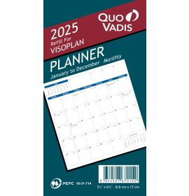 Quo Vadis 2025 Refill For Visoplan Monthly Planner - 12 Months, Jan. to Dec. - 6 5/8 x 3 1/2"