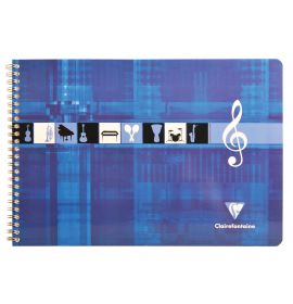 Clairefontaine - Music Wirebound Notebook - 8 Staves per Page - 11 3/4 x 8 1/4" - Blue