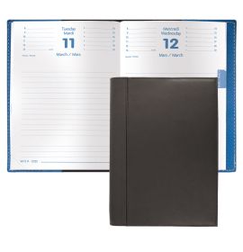 Quo Vadis 2025 Notor Daily Planner 12 Months, Jan. to Dec. 4 3/4 x 6 3/4" Genuine Leather Chelsea Black