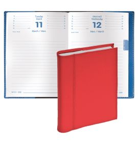 Quo Vadis 2025 Notor Daily Planner 12 Months, Jan. to Dec. 4 3/4 x 6 3/4" Genuine Leather Chelsea Red