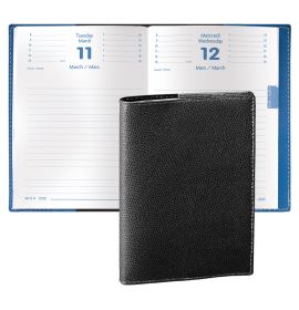 Quo Vadis 2025 Notor Daily Planner 12 Months, Jan. to Dec. 4 3/4 x 6 3/4" Grained Faux Leather Club Black