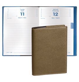 Quo Vadis 2025 Notor Daily Planner 12 Months, Jan. to Dec. 4 3/4 x 6 3/4" Grained Faux Leather Club Bronze