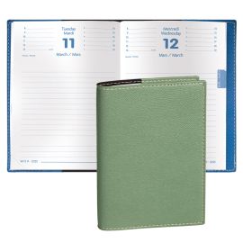 Quo Vadis 2025 Notor Daily Planner 12 Months, Jan. to Dec. 4 3/4 x 6 3/4" Grained Faux Leather Club Sage