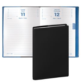 Quo Vadis 2025 Notor Daily Planner 12 Months, Jan. to Dec. 4 3/4 x 6 3/4" Smooth Faux Leather Soho Black