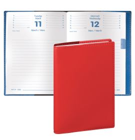 Quo Vadis 2025 Notor Daily Planner 12 Months, Jan. to Dec. 4 3/4 x 6 3/4" Smooth Faux Leather Soho Red