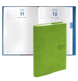 Quo Vadis 2025 Notor Daily Planner 12 Months, Jan. to Dec. 4 3/4 x 6 3/4" Smooth Faux Suede Texas Bamboo Green