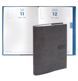 Quo Vadis 2025 Notor Daily Planner 12 Months, Jan. to Dec. 4 3/4 x 6 3/4" Smooth Faux Suede Texas Charcoal Black