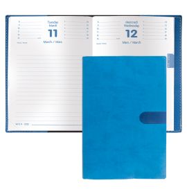 Quo Vadis 2025 Notor Daily Planner 12 Months, Jan. to Dec. 4 3/4 x 6 3/4" Smooth Faux Suede Texas Blue