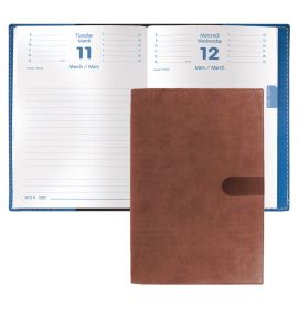 Quo Vadis 2025 Notor Daily Planner 12 Months, Jan. to Dec. 4 3/4 x 6 3/4" Smooth Faux Suede Texas Chocolate