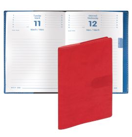 Quo Vadis 2025 Notor Daily Planner 12 Months, Jan. to Dec. 4 3/4 x 6 3/4" Smooth Faux Suede Texas Red