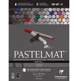 Clairefontaine Pastelmat Glued Pad - Palette No. 6 - 12 x 15 1/2" (30 x 40 cm) - 360g - 12 Sheets - Charcoal Grey