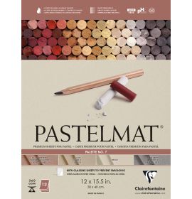 Clairefontaine Pastelmat Glued Pad - Palette No. 7 - (12 x 15 3/4 Inches) 30 x 40 cm - 360g - 12 Sheets - Sanguine Red, Sand, Beige, Dark Grey