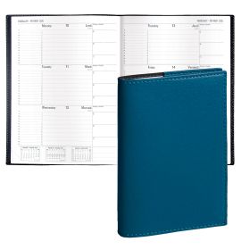 Quo Vadis 2024-2025 Principal Weekly Planner - 12 Months, Aug. to Jul. - 7 x 9 3/8" Smooth Faux Leather Soho Steel Blue