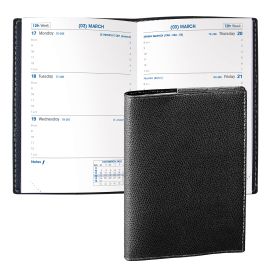 Quo Vadis 2025 Sapa X Weekly Planner 12 Months, Jan. to Dec. 3 1/2 x 5 1/2" Grained Faux Leather Club Black