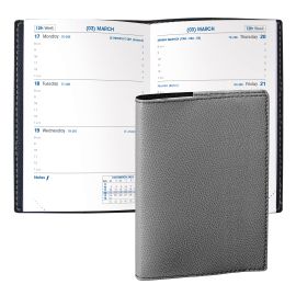 Quo Vadis 2025 Sapa X Weekly Planner 12 Months, Jan. to Dec. 3 1/2 x 5 1/2" Grained Faux Leather Club Gray
