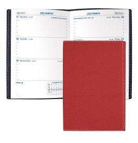 Quo Vadis 2025 Sapa X Weekly Planner 12 Months, Jan. to Dec. 3 1/2 x 5 1/2" Grained Faux Leather Club Red