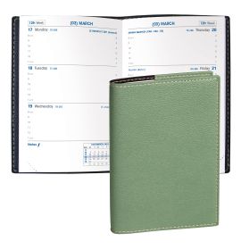 Quo Vadis 2025 Sapa X Weekly Planner 12 Months, Jan. to Dec. 3 1/2 x 5 1/2" Grained Faux Leather Club Sage