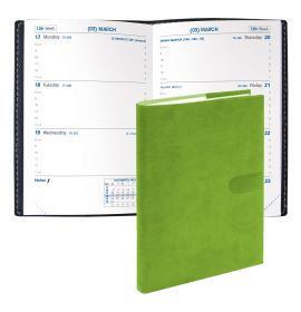 Quo Vadis 2025 Sapa X Weekly Planner 12 Months, Jan. to Dec. 3 1/2 x 5 1/2" Smooth Faux Suede Texas Bamboo Green