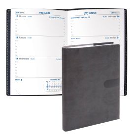 Quo Vadis 2025 Sapa X Weekly Planner 12 Months, Jan. to Dec. 3 1/2 x 5 1/2" Smooth Faux Suede Texas Charcoal Black