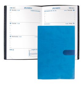 Quo Vadis 2025 Sapa X Weekly Planner 12 Months, Jan. to Dec. 3 1/2 x 5 1/2" Smooth Faux Suede Texas Blue
