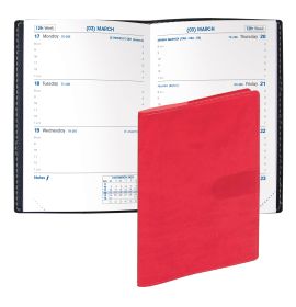 Quo Vadis 2025 Sapa X Weekly Planner 12 Months, Jan. to Dec. 3 1/2 x 5 1/2" Smooth Faux Suede Texas Red
