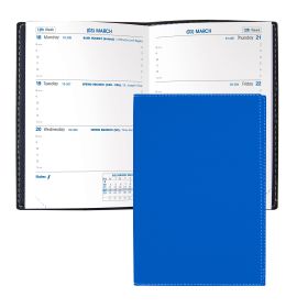 #4622Q5 Quo Vadis 2024 Sapa X Weekly Planner 12 Months, Jan. to Dec. 3 1/2 x 5 1/4" Grained Faux Leather Club Blue