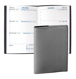 #46215Q5 Quo Vadis 2024 Sapa X Weekly Planner 12 Months, Jan. to Dec. 3 1/2 x 5 1/4" Grained Faux Leather Club Gray