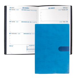 #4612Q5 Quo Vadis 2024 Sapa X Weekly Planner 12 Months, Jan. to Dec. 3 1/2 x 5 1/4" Smooth Faux Suede Texas Blue