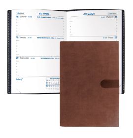#4616Q5 Quo Vadis 2024 Sapa X Weekly Planner 12 Months, Jan. to Dec. 3 1/2 x 5 1/4" Smooth Faux Suede Texas Chocolate
