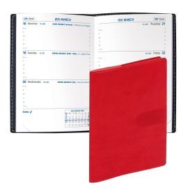 #4615Q5 Quo Vadis 2024 Sapa X Weekly Planner 12 Months, Jan. to Dec. 3 1/2 x 5 1/4" Smooth Faux Suede Texas Red