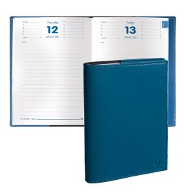 #21311Q4 Quo Vadis 2024 Notor Daily Planner 12 Months, Jan. to Dec. 4 3/4 x 6 3/4" Smooth Faux Leather Soho Steel Blue