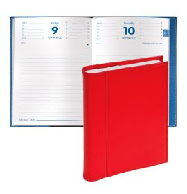 Quo Vadis 2024-2025 Textagenda Daily Planner 12 Months, Aug. to Jul. 4 3/4 x 6 3/4" Smooth Leather Chelsea Red