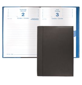 Quo Vadis 2024-2025 Textagenda Daily Planner 12 Months, Aug. to Jul. 4 3/4 x 6 3/4" Smooth Leather Chelsea Black