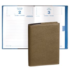 #29216Q4 Quo Vadis 2023-2024 Textagenda Daily Planner 12 Months, Aug. to Jul. 4 3/4 x 6 3/4" Grained Faux Leather Club Bronze