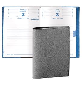 Quo Vadis 2024-2025 Textagenda Daily Planner 12 Months, Aug. to Jul. 4 3/4 x 6 3/4" Grained Faux Leather Club Gray