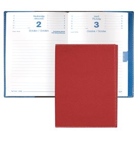 Quo Vadis 2024-2025 Textagenda Daily Planner 12 Months, Aug. to Jul. 4 3/4 x 6 3/4" Grained Faux Leather Club Red