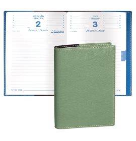 Quo Vadis 2024-2025 Textagenda Daily Planner 12 Months, Aug. to Jul. 4 3/4 x 6 3/4" Grained Faux Leather Club Sage