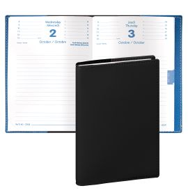 Quo Vadis 2024-2025 Textagenda Daily Planner 12 Months, Aug. to Jul. 4 3/4 x 6 3/4" Smooth Faux Leather Soho Black