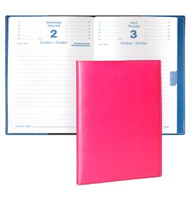 Quo Vadis 2024-2025 Textagenda Daily Planner 12 Months, Aug. to Jul. 4 3/4 x 6 3/4" Smooth Faux Leather Soho Raspberry