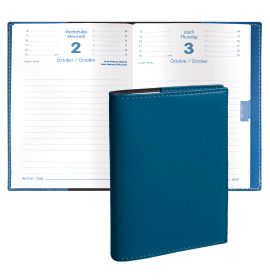 Quo Vadis 2024-2025 Textagenda Daily Planner 12 Months, Aug. to Jul. 4 3/4 x 6 3/4" Smooth Faux Leather Soho Steel Blue