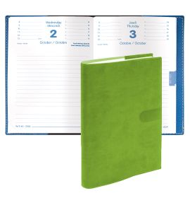 Quo Vadis 2024-2025 Textagenda Daily Planner 12 Months, Aug. to Jul. 4 3/4 x 6 3/4" Smooth Faux Suede Texas Bamboo Green