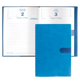 Quo Vadis 2024-2025 Textagenda Daily Planner 12 Months, Aug. to Jul. 4 3/4 x 6 3/4" Smooth Faux Suede Texas Blue