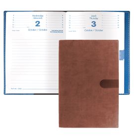Quo Vadis 2024-2025 Textagenda Daily Planner 12 Months, Aug. to Jul. 4 3/4 x 6 3/4" Smooth Faux Suede Texas Chocolate