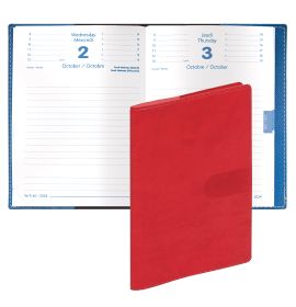 Quo Vadis 2024-2025 Textagenda Daily Planner 12 Months, Aug. to Jul. 4 3/4 x 6 3/4" Smooth Faux Suede Texas Red