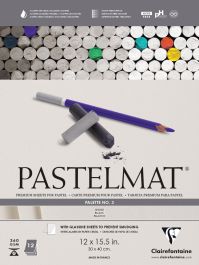 Exaclair B2B Clairefontaine Pastelmat Glued Pad - Palette No. 3 - (12 x 15  3/4 Inches) 30 x 40 cm - 360g - 12 Sheets - White